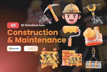 Bau & Instandhaltung 3D Icon Pack