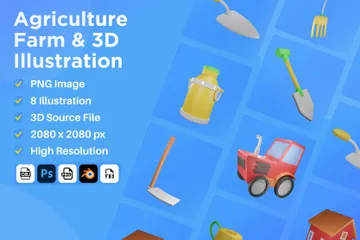 Bauernhof und Landwirtschaft 3D Icon Pack