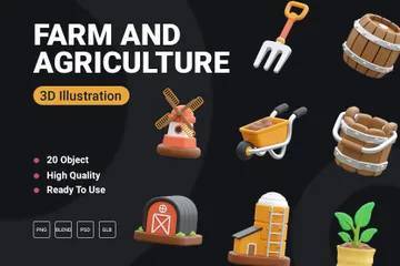 Bauernhof und Landwirtschaft 3D Icon Pack