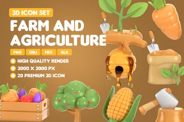 Bauernhof und Landwirtschaft 3D Icon Pack