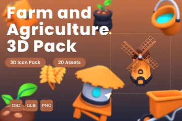 Bauernhof und Landwirtschaft 3D Icon Pack