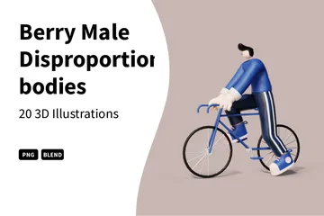 Cuerpos desproporcionados masculinos de bayas Paquete de Illustration 3D