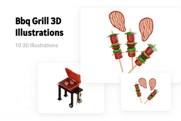 Bbq Grill 3D Illustration Pack