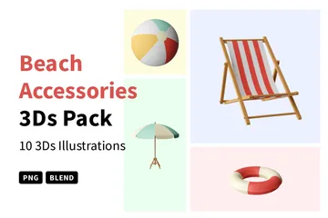 Beach Accessories 3D Icon Pack