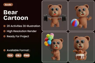 Bear Cartoon 3D Illustration Pack