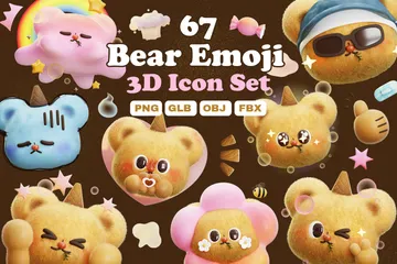 装飾付きクマの絵文字 3D Iconパック