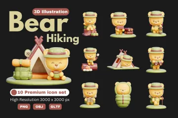 Bear Hiking 3D Illustration Pack