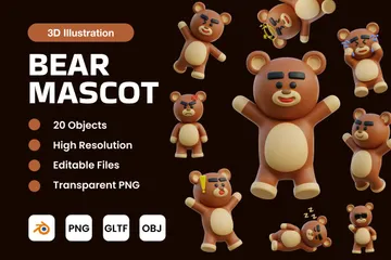 Bear Mascot 3D Illustration Pack