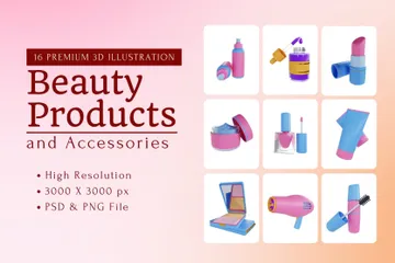 Beauty Products And Accessories 3D Illustration Pack
