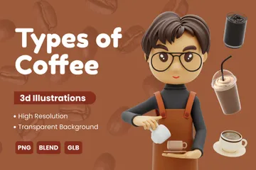 Bebidas De Café 3D Icon Pack