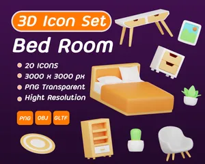Bed Room 3D Icon Pack