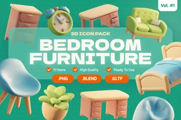 Bedroom Furniture 3D Icon Pack