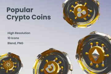 Beliebte Kryptomünzen 3D Icon Pack