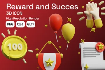 Belohnung und Erfolg 3D Icon Pack