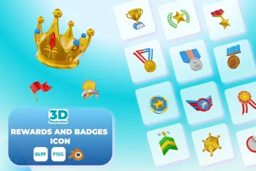 Belohnungen und Abzeichen 3D Icon Pack