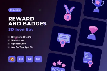 Belohnungen und Abzeichen 3D Icon Pack