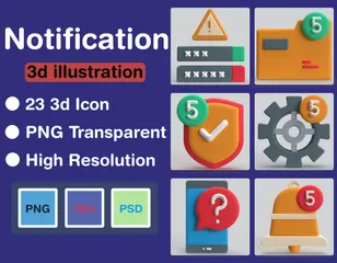 Benachrichtigungen 3D Icon Pack