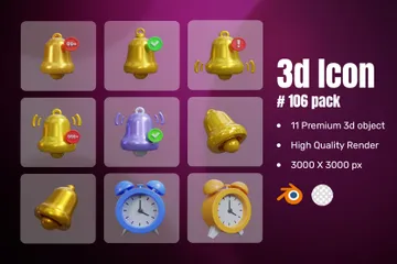 Benachrichtigungsglocke 3D Icon Pack