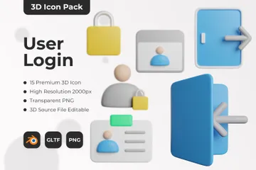 Benutzer-Anmeldung 3D Icon Pack