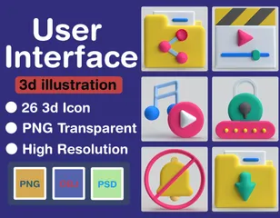 Benutzeroberfläche 3D Icon Pack