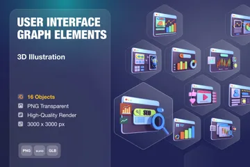 Diagrammelemente der Benutzeroberfläche 3D Icon Pack