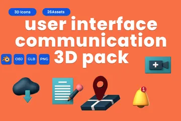 Benutzeroberflächenkommunikation 3D Icon Pack