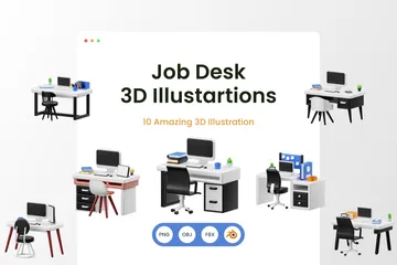 Berufsschreibtisch 3D Illustration Pack