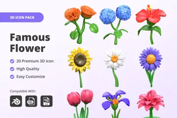 Berühmte Blume 3D Icon Pack