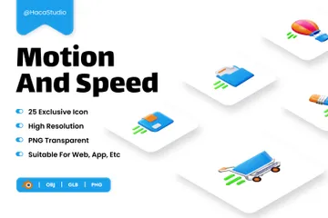 Bewegung und Geschwindigkeit 3D Icon Pack