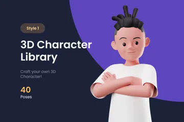 Biblioteca de poses de personagens Pacote de Illustration 3D