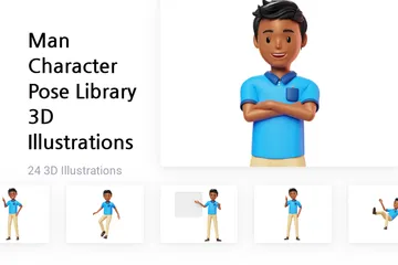 Biblioteca de pose de personaje de hombre Paquete de Illustration 3D