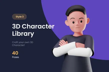 Biblioteca de poses de personagens de meninos Pacote de Illustration 3D