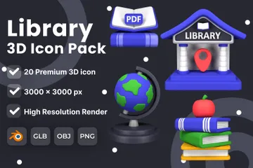 Bibliothek 3D Icon Pack 3D Icon Pack