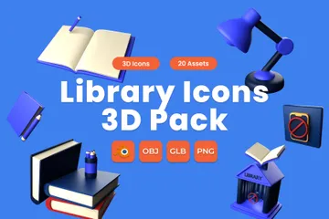 Bibliothek 3D Icon Pack