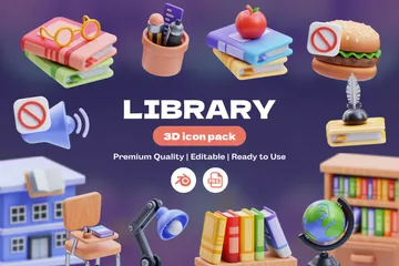 Bibliothek 3D Icon Pack