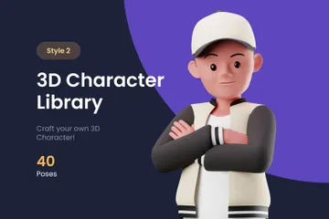 Bibliothèque de poses de personnages uniques Pack 3D Illustration