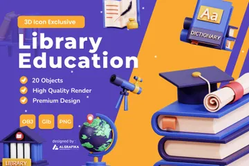 Éducation en bibliothèque Pack 3D Icon