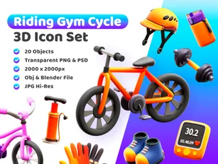 Montar en bicicleta de gimnasio Paquete de Illustration 3D