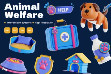 Bienestar de los animales Paquete de Icon 3D