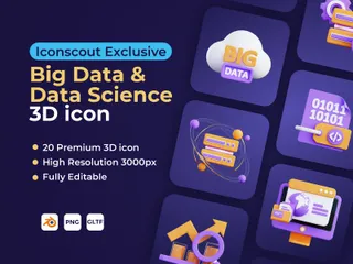 Big Data et science des données Pack 3D Icon