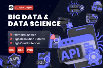 Big Data und Datenwissenschaft 3D Icon Pack