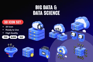 Big Data y ciencia de datos Paquete de Icon 3D