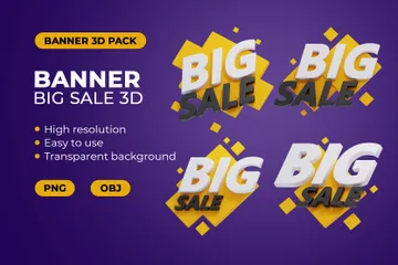 Big Sale Banner 3D Icon Pack