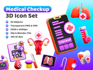 Check-up médical Pack 3D Illustration