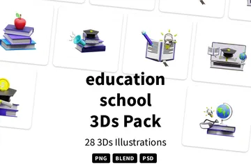 Ausbildung Schule 3D Illustration Pack