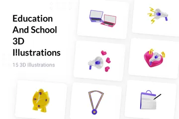 Bildung und Schule 3D Illustration Pack