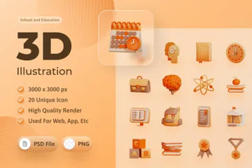 Bildung und Schule 3D Illustration Pack