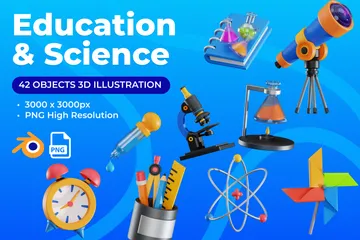 Bildung und Wissenschaft 3D Icon 팩