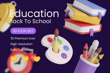 Bildung – Zurück zur Schule 3D Icon Pack