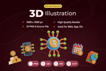 請求書と支払い 3D Iconパック